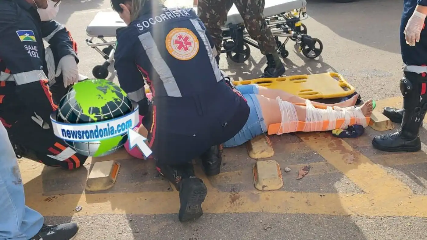 Motociclista fica ferida em acidente no centro de Porto Velho