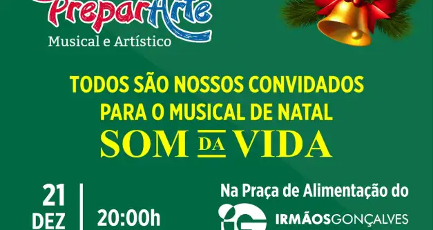 Sábado, na praça de Alimentação do Irmãos Gonçalves em Rolim de Moura, musical de Natal “Som da Vida"