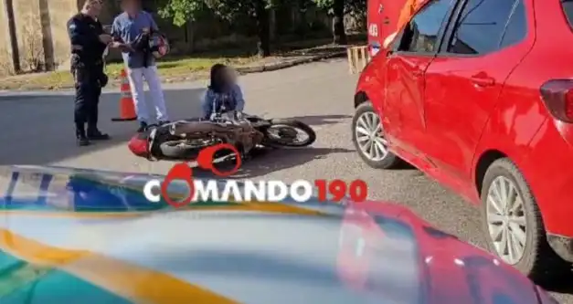 Acidente no Urupá: Carro e motoneta se chocam e condutora fica ferida