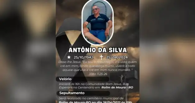 Nota de pesar pelo falecimento de Antônio da Silva