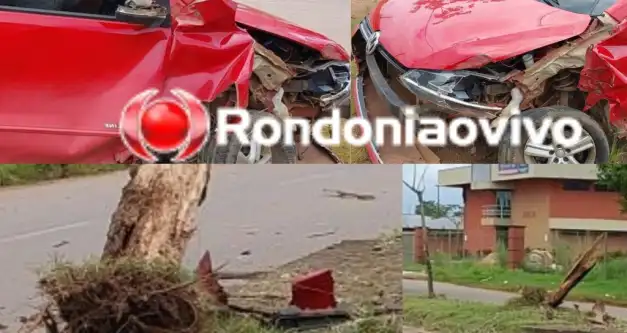 Motorista perde controle e derruba árvore em Porto Velho
