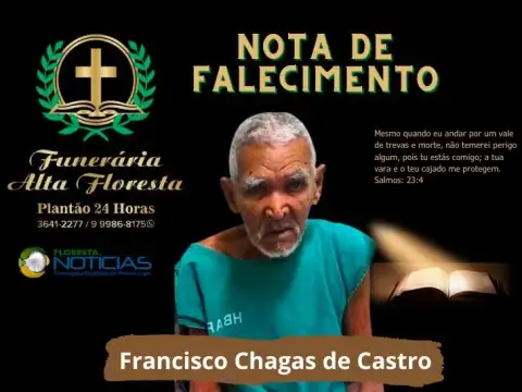 Nota de pesar pelo falecimento de falecimento do senhor Francisco Chagas de Castro