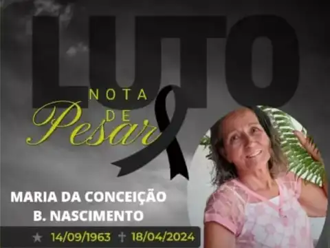 Nota de pesar pelo falecimento da senhora Maria da Conceição, moradora do bairro Centenário