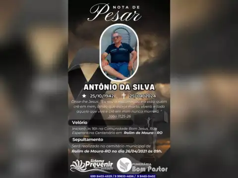 Nota de pesar pelo falecimento de Antônio da Silva